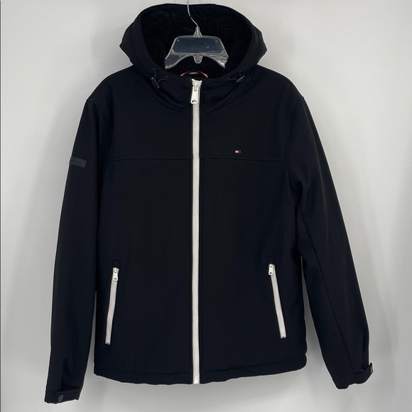 Tommy Hilfiger Men's M Soft Shell Sherpa Lined Hooded Black Performance Jacket - Picture 10 of 12
